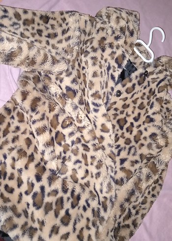 Leopar Desenli Kadın Midi Suni Kürk Ceket - Görsel 3
