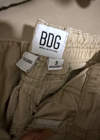 Kadın y2k Bej Kadife Kargo Bol Paça Pantolon - Görsel 2