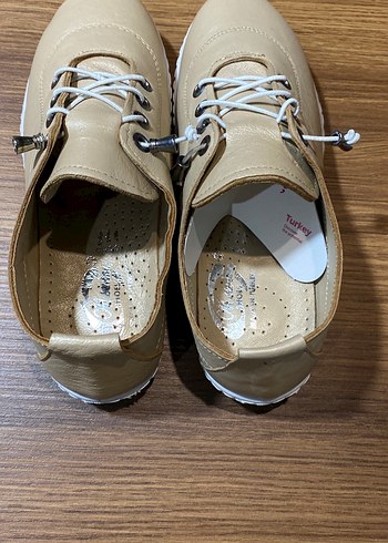 Bej Kadın Dolgu Topuk Deri Günlük Ayakkabı - Görsel 3