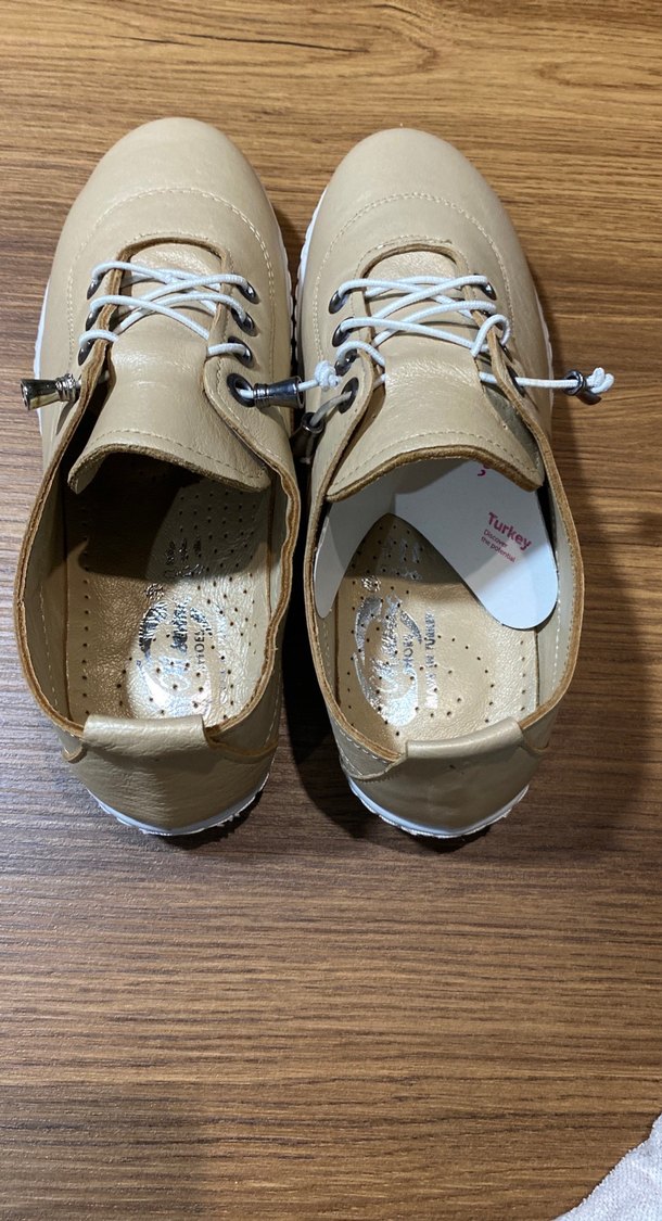 Bej Kadın Dolgu Topuk Deri Günlük Ayakkabı - Görsel 3