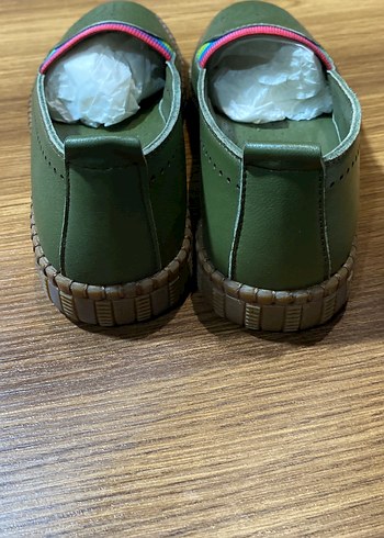 Kadın Yeşil Dolgu Topuklu Deri  Günlük Babet - Görsel 3