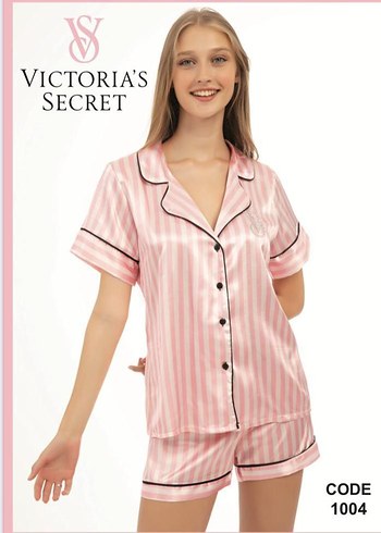 Victoria's Secret Kadın Haki Mini Saten Pijama Takımı - Görsel 6