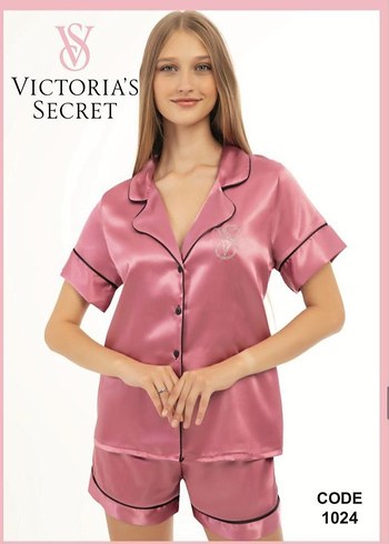 Victoria's Secret Kadın Haki Mini Saten Pijama Takımı - Görsel 4