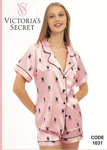 Victoria's Secret Kadın Haki Mini Saten Pijama Takımı - Görsel 5