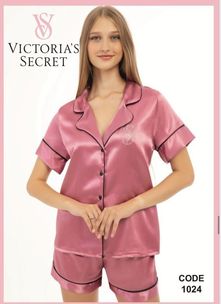 Victoria's Secret Kadın Haki Mini Saten Pijama Takımı - Görsel 4
