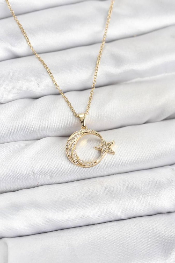 İşlemeli Kalp Detaylı Altın Kolye - Görsel 4