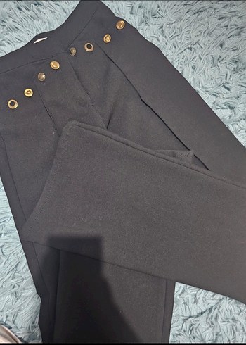 Zara flare Düğmeli Siyah Kadın Pantolon - Görsel 4