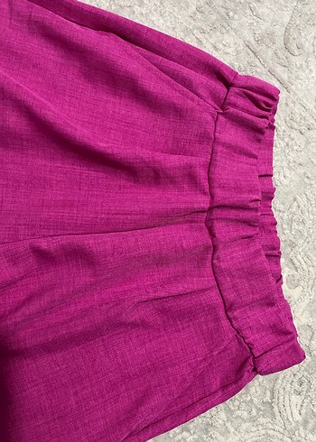 Pembe Bol Kesim Keten Kadın Pantolon - Görsel 2