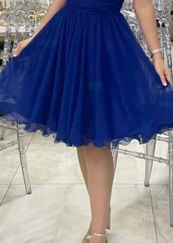 Straplez Lacivert Midi Kadın Abiye Elbise - Görsel 3