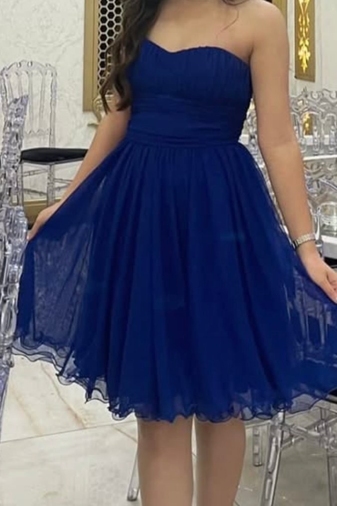 Straplez Lacivert Midi Kadın Abiye Elbise - Görsel 4