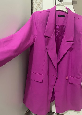 Pembe Kadın Blazer, Düğmeli, Regular Fit - Görsel 2