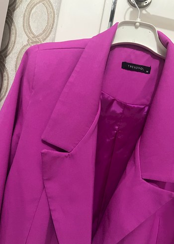Pembe Kadın Blazer, Düğmeli, Regular Fit - Görsel 3
