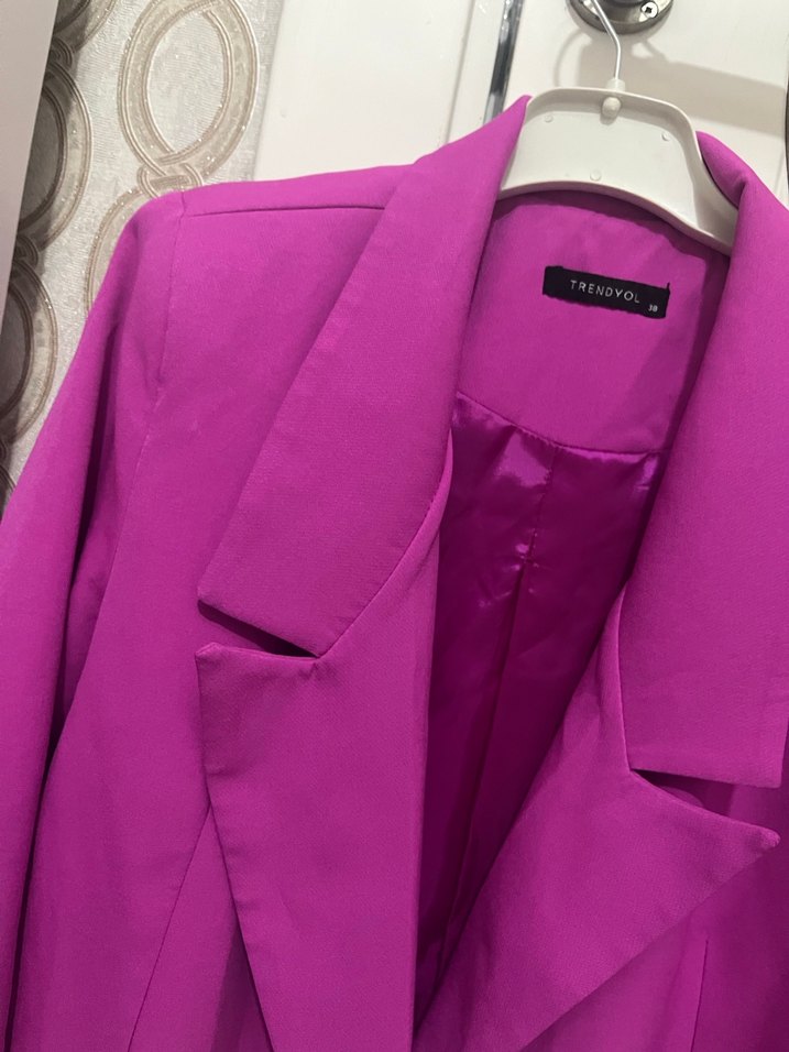 Pembe Kadın Blazer, Düğmeli, Regular Fit - Görsel 3