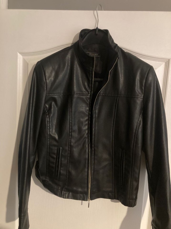 Siyah Deri Kadın Biker Ceket - Görsel 3