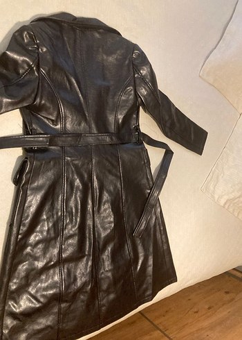 Kahverengi Uzun Deri Kadın Ceket - Görsel 2