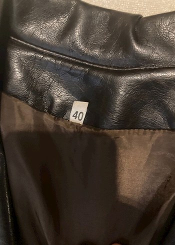 Kahverengi Uzun Deri Kadın Ceket - Görsel 3