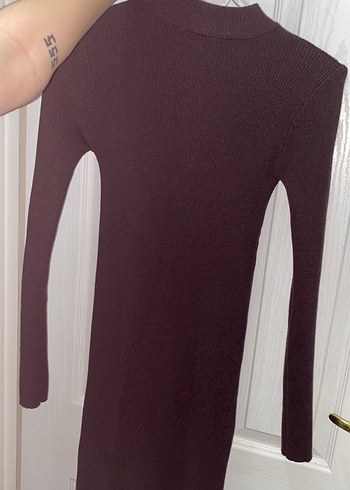 Koton x Melis Agazat Uzun kollu dik yaka asimetrik triko elbise - Görsel 6