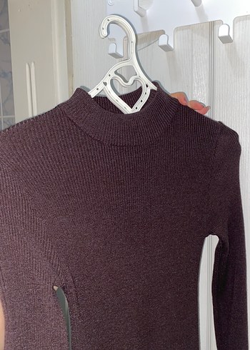 Koton x Melis Agazat Uzun kollu dik yaka asimetrik triko elbise - Görsel 8