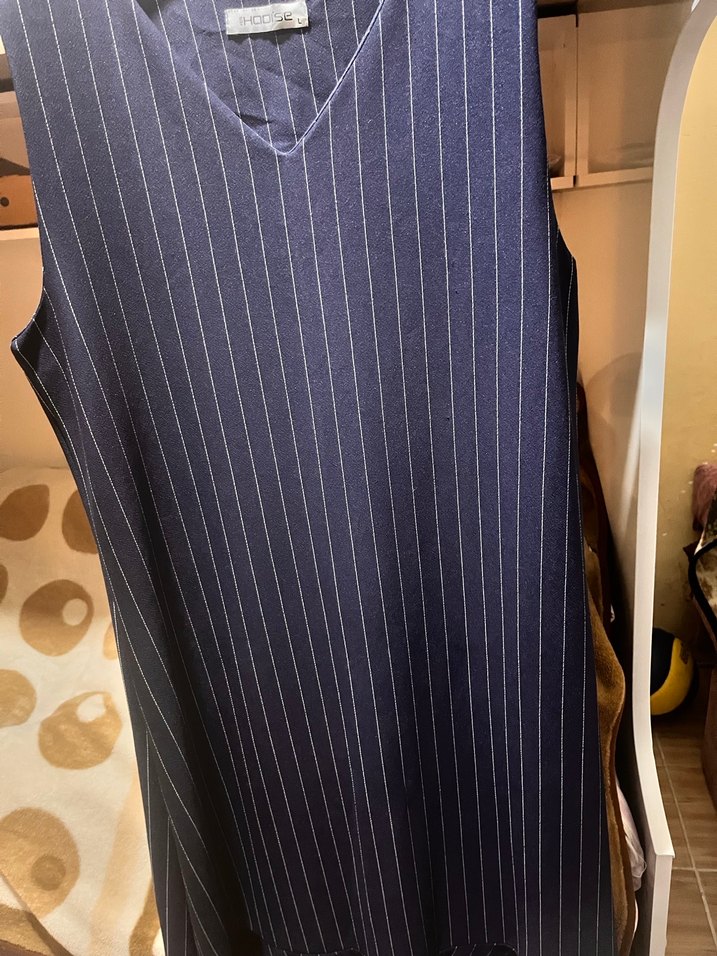 V Yaka Lacivert kadın elbise - Görsel 2