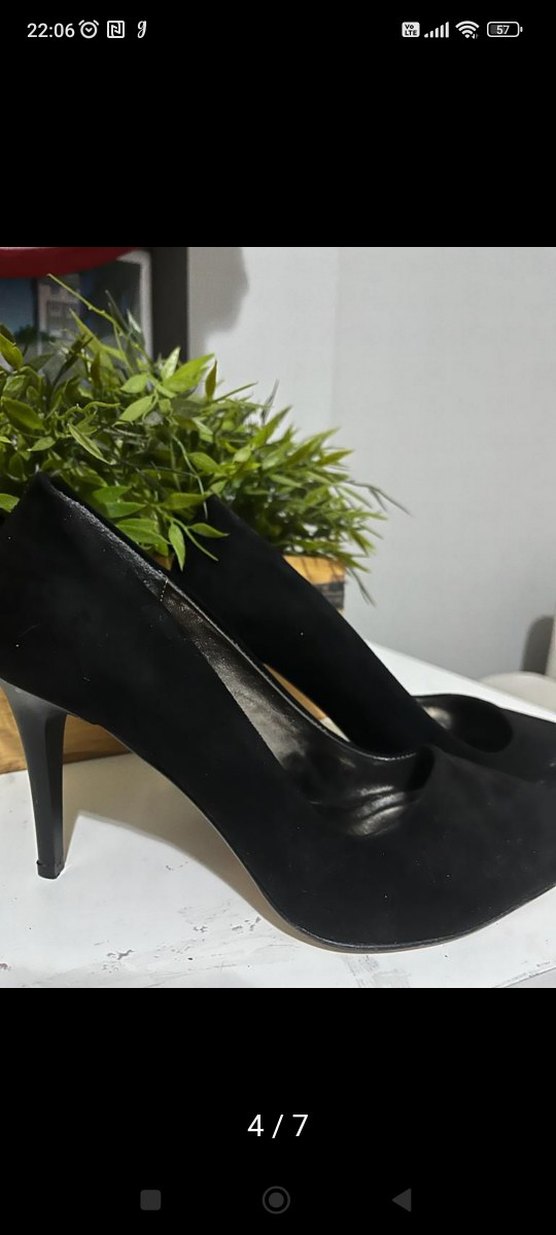 Siyah Süet Stiletto Ofis Topuklu - Görsel 4