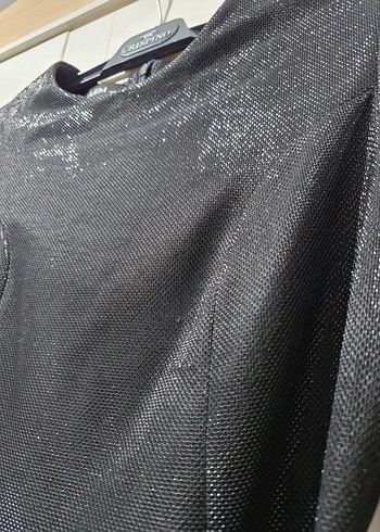 Uzun Kollu Siyah Kemerli Kadın Elbise - Görsel 6