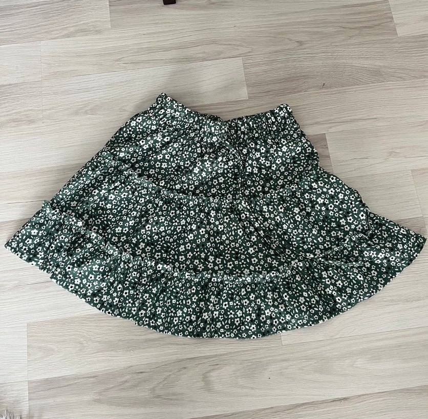 Yeşil Fırfırlı Bağlama Desenli Mini Etek - Görsel 2