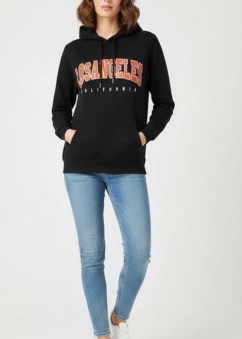 Siyah Baskılı Kadın Sweatshirt - Görsel 2