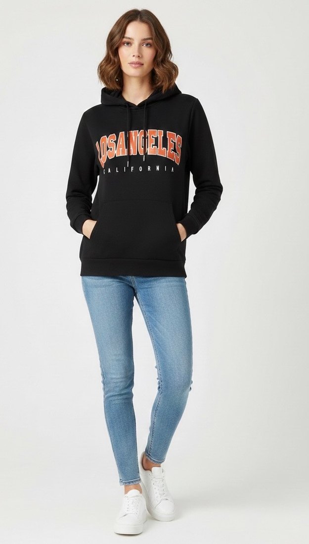 Siyah Baskılı Kadın Sweatshirt - Görsel 2