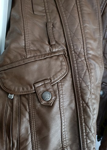 Kahverengi Kadın Deri Biker Ceket - Görsel 10