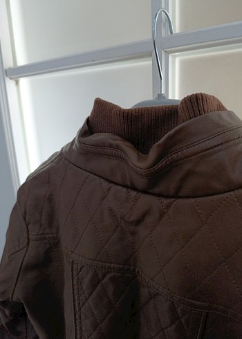 Kahverengi Kadın Deri Biker Ceket - Görsel 7