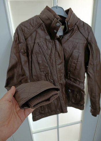 Kahverengi Kadın Deri Biker Ceket - Görsel 2