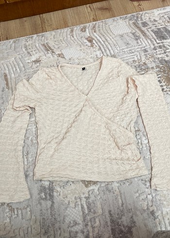 Kadın Beyaz V Yaka Örgü bluz - Görsel 2