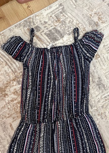 Kadın Bohem Uzun Tulum Çizgili Desen - Görsel 2