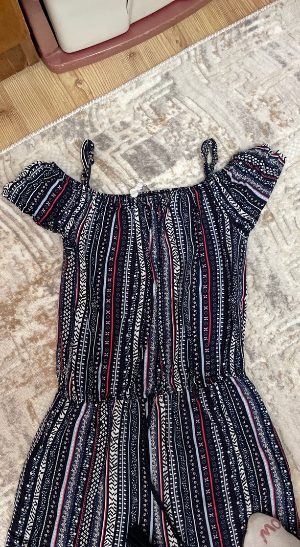 Kadın Bohem Uzun Tulum Çizgili Desen - Görsel 2