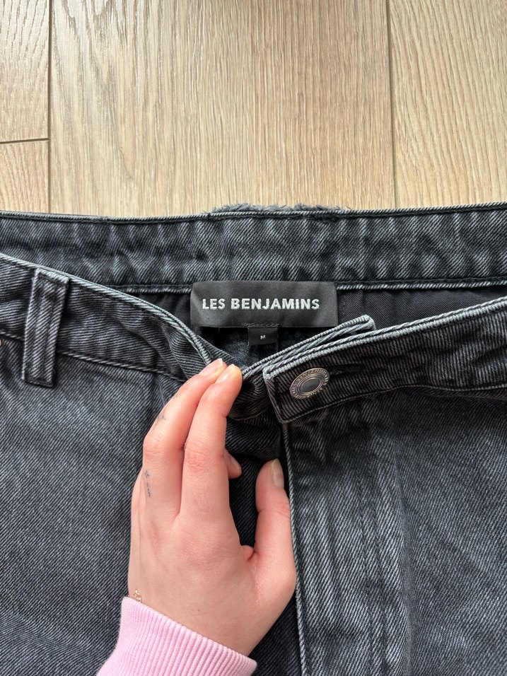 LES BENJAMINS Bohem Dantelli Gri Nakışlı Kadın Kot Pantolon - Görsel 3