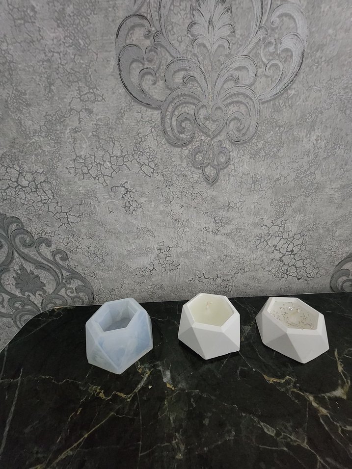 mini Altıgen Mum, taş silikon kalıp - Görsel 2