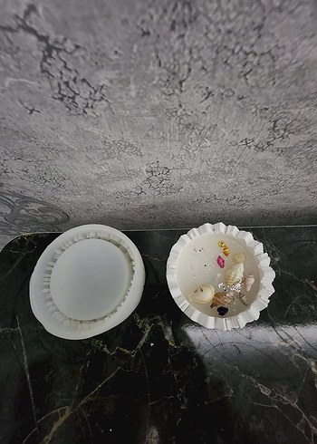 Beyaz Dekoratif Mum ve taş silikon kalıp - Görsel 2