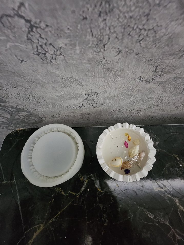 Beyaz Dekoratif Mum ve taş silikon kalıp - Görsel 2