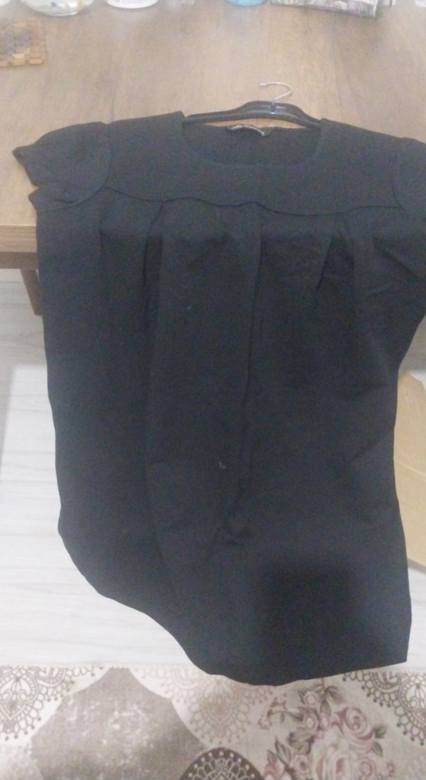 Siyah Kısa Kollu Min elbıse - Görsel 3