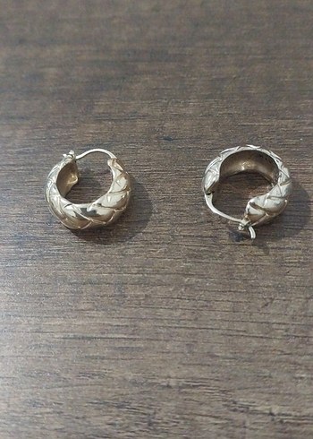 Bej Parlak Mini Tokalı Küpe - Görsel 2