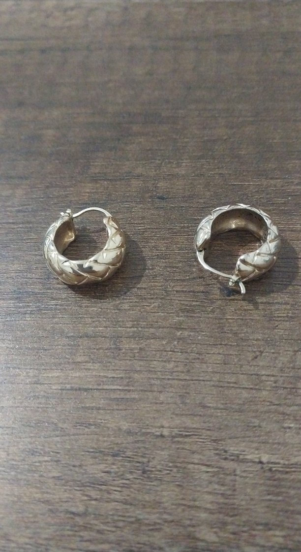 Bej Parlak Mini Tokalı Küpe - Görsel 2