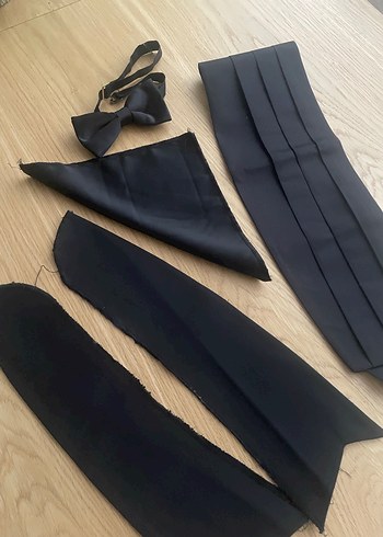 Erkek Siyah Düz Papyon ve Aksesuar Seti - Görsel 2