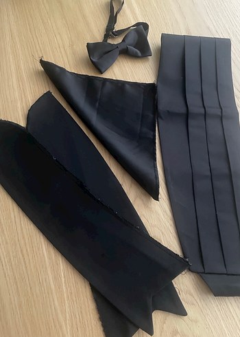 Erkek Siyah Düz Papyon ve Aksesuar Seti - Görsel 3