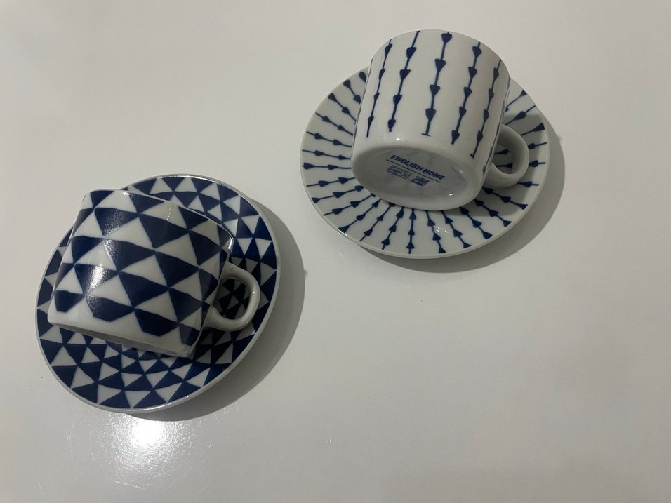 Lacivert Desenli Porselen Fincan ve Tabağı - Görsel 2