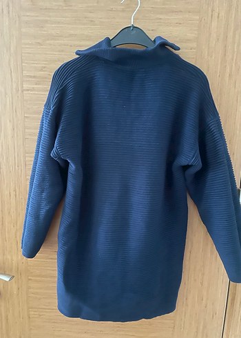 Lacivert Yarım Fermuarlı Örgü Kadın Kazak - Görsel 3