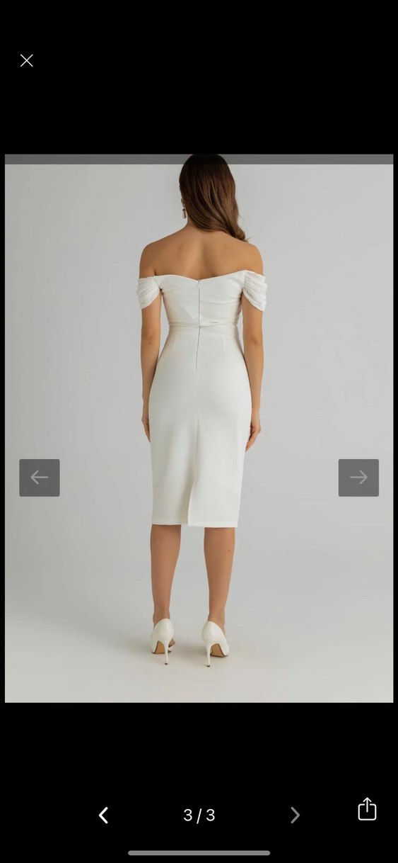 Beyaz Mini Straplez İnci Detaylı Kalem Elbise - Görsel 3