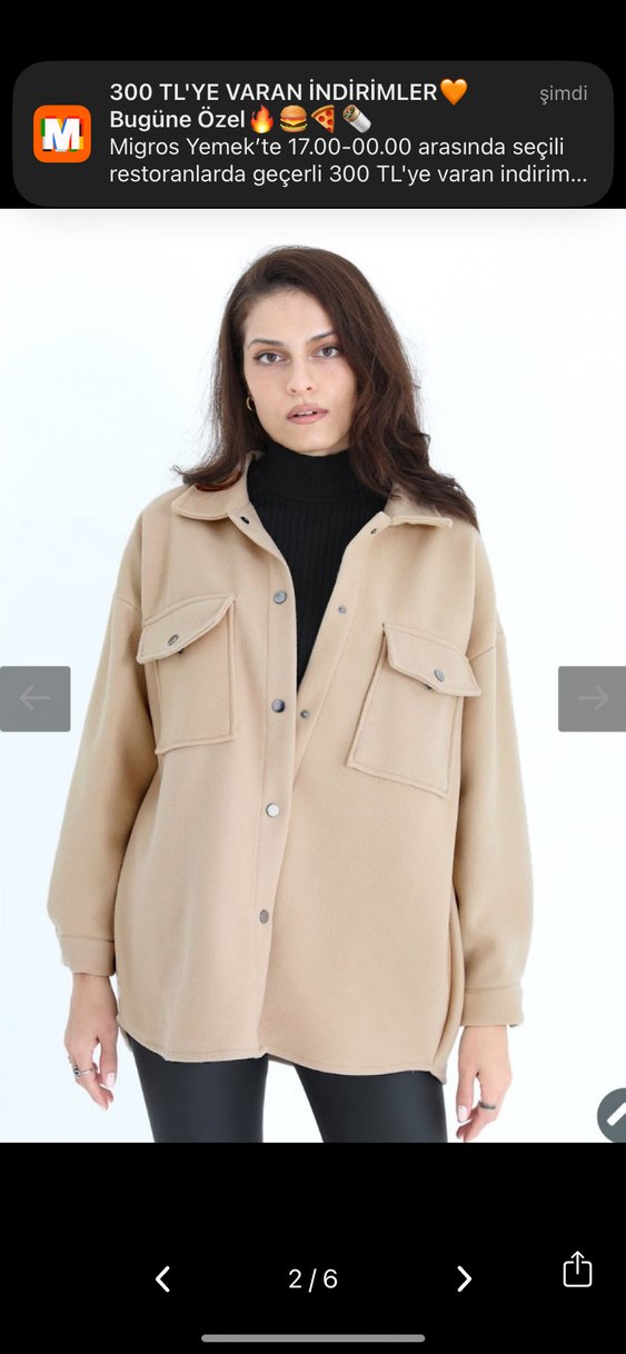 Bej Düğmeli Kısa Kadın Kaban - Görsel 2