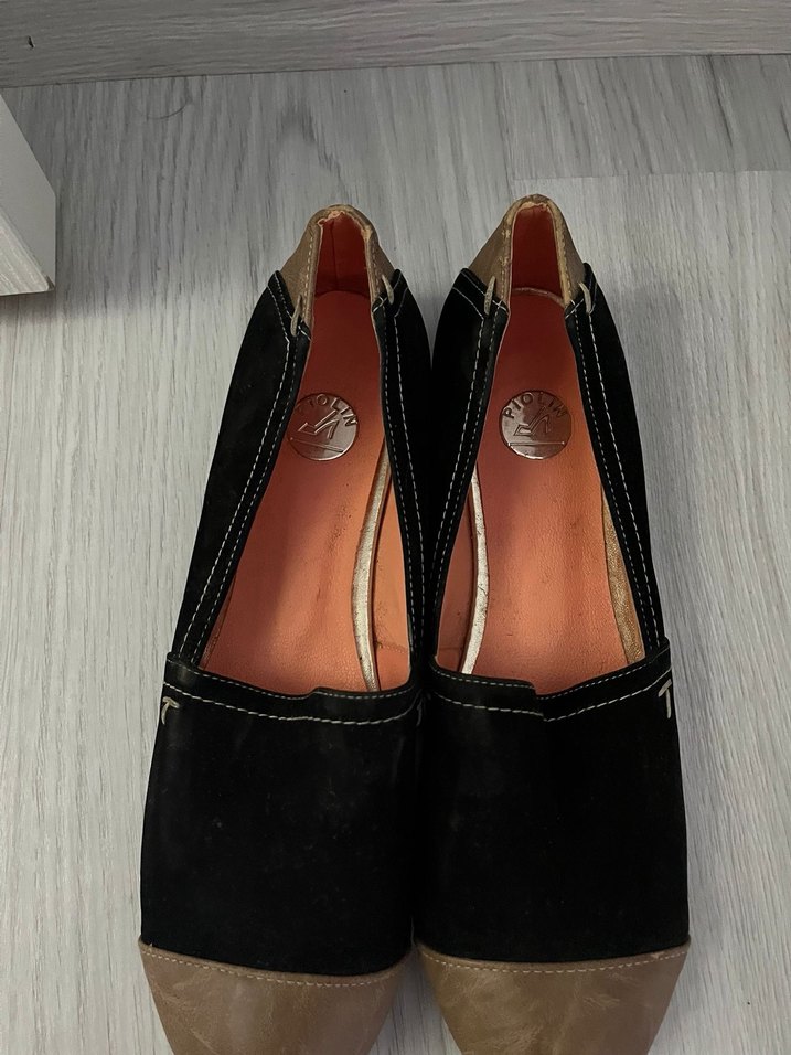 Kahverengi Süet Tokalı Dolgu Topuk Kadın Babet - Görsel 2