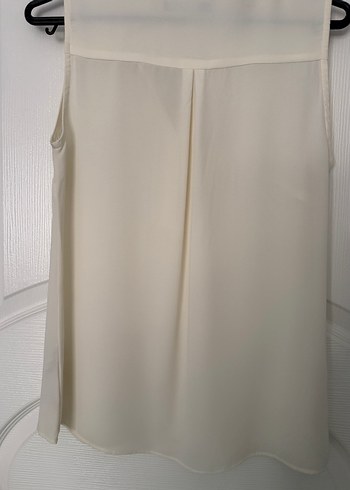 Düğmeli Kolsuz Bej Kadın Bluz - Görsel 5