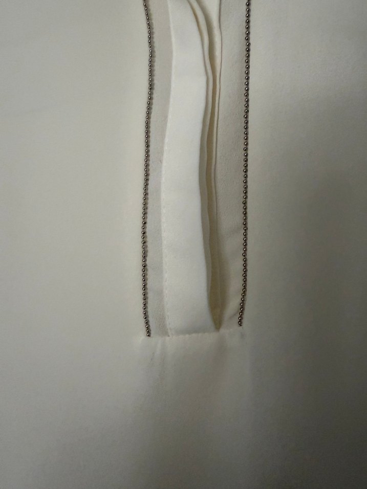 Düğmeli Kolsuz Bej Kadın Bluz - Görsel 4